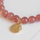 14K Gold Plated Strawberry Quartz Fu Charm Bracelet 14K Gold Plated Strawberry Quartz Fu Charm Bracelet