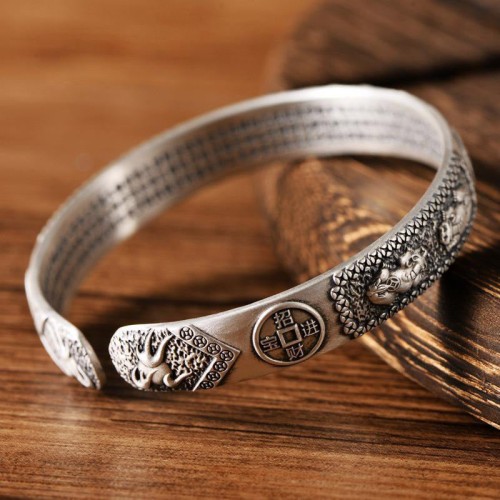 Tibetan PiXiu Heart Sutra Coin Wealth Bangle Tibetan PiXiu Heart Sutra Coin Wealth Bangle