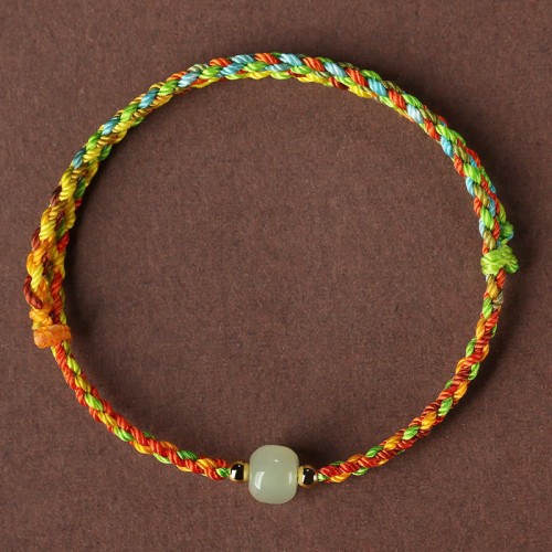 Colorful Rope Jade Bead Abundance Bracelet