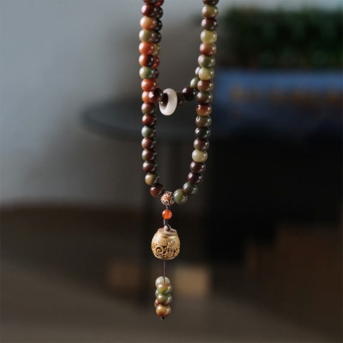 108 Mala Beads Dunhuang Bodhi Seed Dzi Bead Evil Spirits Bracelet 108 Mala Beads Dunhuang Bodhi Seed Dzi Bead Evil Spirits Bracelet