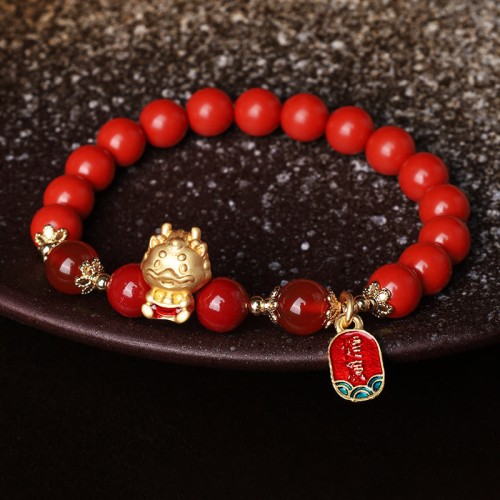 Year of the Dragon Cinnabar Ingot Protection Bracelet Year of the Dragon Cinnabar Ingot Protection Bracelet