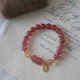 Strawberry Quartz Peach Blossom PiXiu Fortune Healing Bracelet Strawberry Quartz Peach Blossom PiXiu Fortune Healing Bracelet