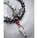 Black Rutilated Quartz Ebony Wood White Crystal Success Bracelet Black Rutilated Quartz Ebony Wood White Crystal Success Bracelet