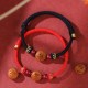 Natural Peach Wood Chinese Zodiac Cinnabar Wealth Bracelet