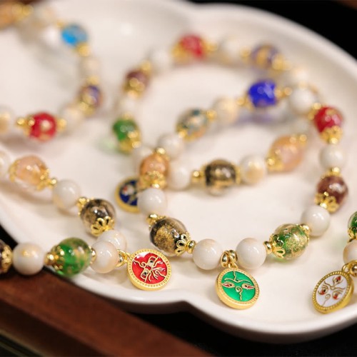 Tibetan Five Gods of Wealth Liuli Glass Bracelet Tibetan Five Gods of Wealth Liuli Glass Bracelet