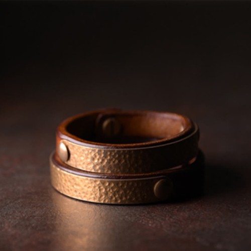 Vintage Handmade Copper Brass Leather Wealth Bracelet Vintage Handmade Copper Brass Leather Wealth Bracelet