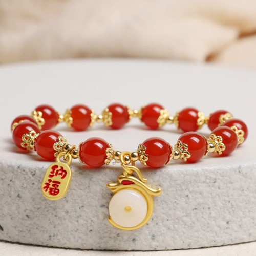 Year of the Dragon Red Agate Green Aventurine Bracelet Year of the Dragon Red Agate Green Aventurine Bracelet