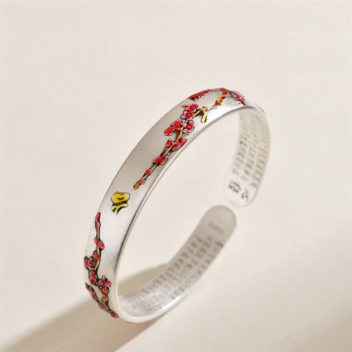 Plum Blossom Chrysanthemum Flower Heart Sutra Healing Bangle Plum Blossom Chrysanthemum Flower Heart Sutra Healing Bangle