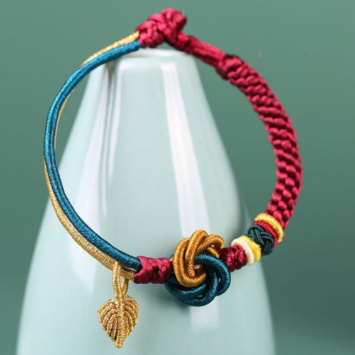 Tibetan Mandala Knot Leaf Luck Rope Bracelet Tibetan Mandala Knot Leaf Luck Rope Bracelet