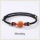 Natural Peach Wood Chinese Zodiac Cinnabar Wealth Bracelet