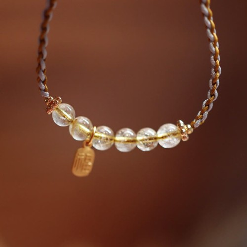 925 Silver Natural Jade Gourd Rutilated Quartz Fu Character Bracelet 925 Silver Natural Jade Gourd Rutilated Quartz Fu Character Bracelet