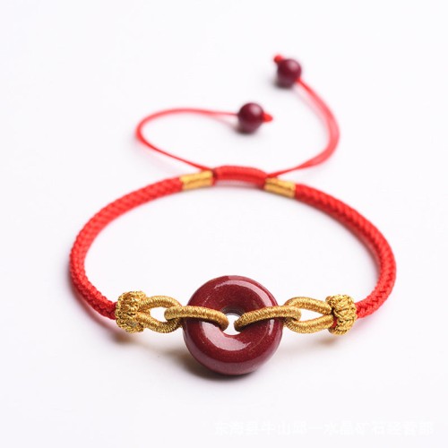 Handmade Cinnabar Peace Buckle Blessing Bracelet Handmade Cinnabar Peace Buckle Blessing Bracelet