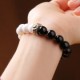 925 Sterling Silver Black Obsidian White Shell Yin Yang Bracelet 925 Sterling Silver Black Obsidian White Shell Yin Yang Bracelet