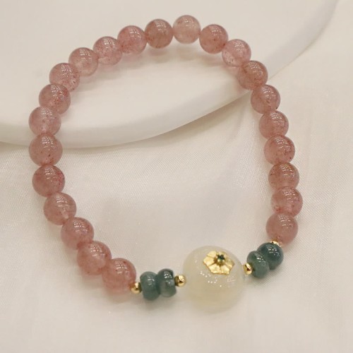 Strawberry Quartz Chalcedony Jade Healing Bracelet