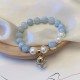Aquamarine Pearl Healing Lucky Cat Charm Bracelet Aquamarine Pearl Healing Lucky Cat Charm Bracelet