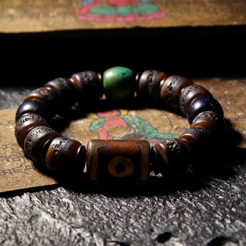 Tibetan Yak Bone Dzi Bead Turquoise Evil Spirit Bracelet Tibetan Yak Bone Dzi Bead Turquoise Evil Spirit Bracelet