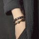 Ebony Wood Dzi Bead Copper Peace Couple Bracelet Ebony Wood Dzi Bead Copper Peace Couple Bracelet
