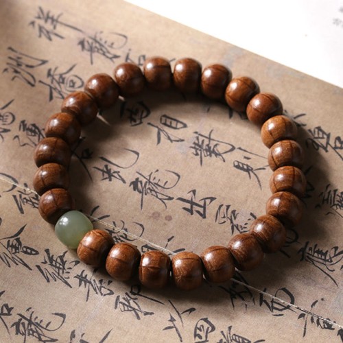 Abelia Wood Jade Bamboo Warding Off Evil Bracelet