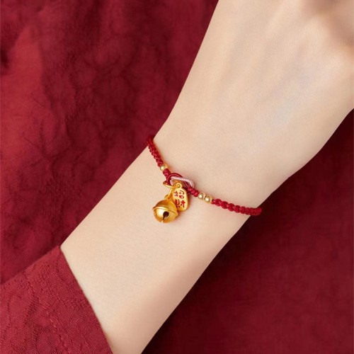 Handmade Fu Character Luck Happiness Bell Bracelet Handmade Fu Character Luck Happiness Bell Bracelet
