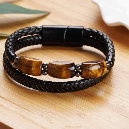 Tiger Eye Protection Willpower Leather Bracelet Tiger Eye Protection Willpower Leather Bracelet