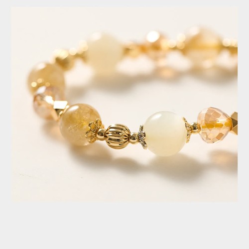 14K Gold Plated Golden Rutilated Quartz Wealth Charm Bracelet 14K Gold Plated Golden Rutilated Quartz Wealth Charm Bracelet