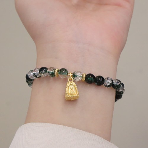 Green Phantom Confidence Gourd Buddha Charm Bracelet
