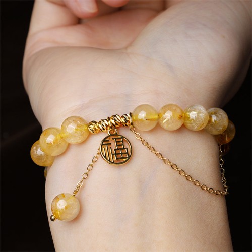 Citrine Fu Character Happiness Bracelet