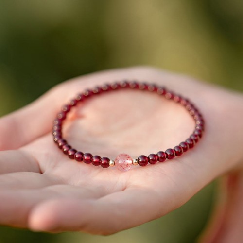 Garnet Strawberry Quartz Calm Bracelet Garnet Strawberry Quartz Calm Bracelet