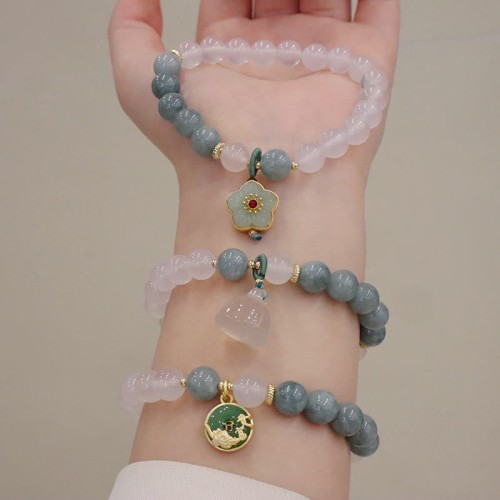 White Agate Jade Lotus Peace Buckle Protection Bracelet White Agate Jade Lotus Peace Buckle Protection Bracelet