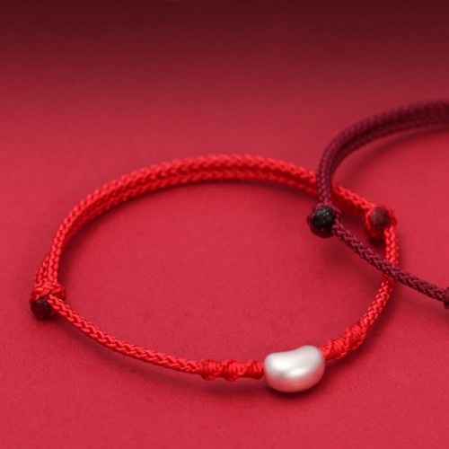 999 Silver Bean Design Luck Connection Braided Bracelet 999 Silver Bean Design Luck Connection Braided Bracelet