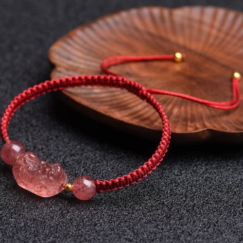 Strawberry Quartz PiXiu Lucky Red String Bracelet Strawberry Quartz PiXiu Lucky Red String Bracelet