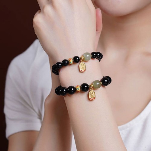 Black Onyx Hetian Jade Lucky Charm Bracelet Black Onyx Hetian Jade Lucky Charm Bracelet