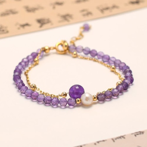 14K Gold Plated Amethyst Crystal Healing Chain Bracelet 14K Gold Plated Amethyst Crystal Healing Chain Bracelet