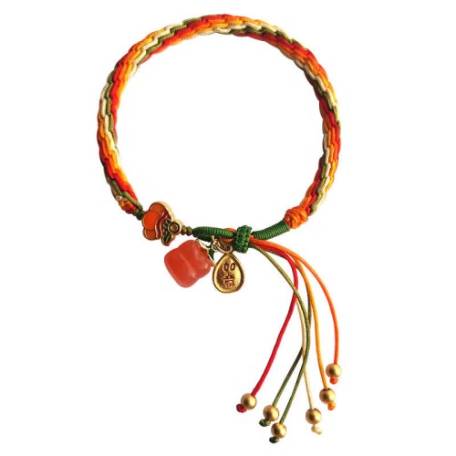 Persimmon Red Agate Strength Reincarnation Knot Bracelet