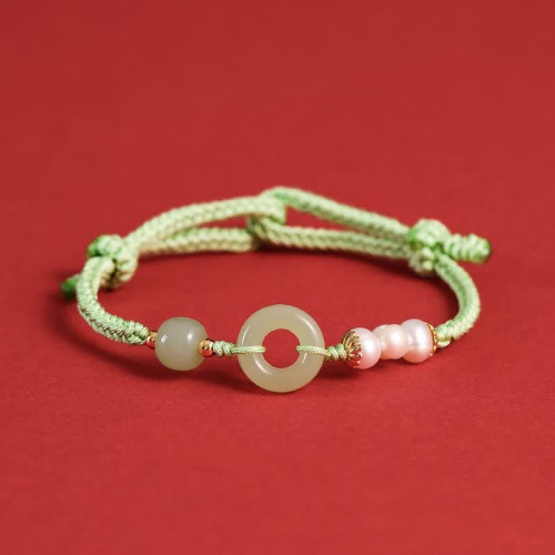 Hetian Jade Pearl Peace Luck Bracelet