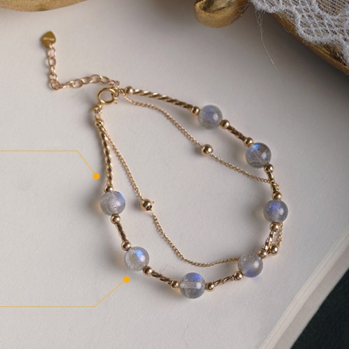 Moonstone Positive Charm Chain Bracelet Moonstone Positive Charm Chain Bracelet