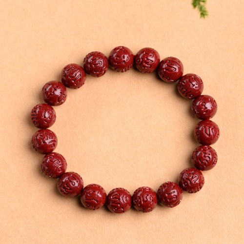Cinnabar Om Mani Padme Hum Lotus Bracelet