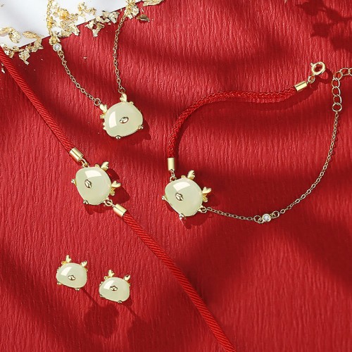 925 Silver Year of the Dragon Hetian Jade Red Agate Bracelet 925 Silver Year of the Dragon Hetian Jade Red Agate Bracelet