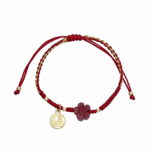 Cinnabar Fu Character Blessing Braided String Bracelet Cinnabar Fu Character Blessing Braided String Bracelet