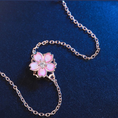 Sterling Silver Cherry Blossom Blessing Bracelet