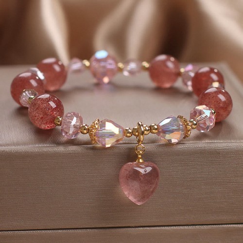 Strawberry Quartz Love Heart Healing Bracelet