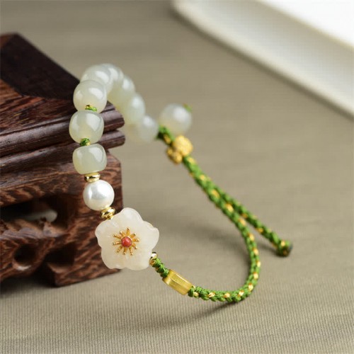 Hetian Jade Peach Blossom Luck Bracelet Hetian Jade Peach Blossom Luck Bracelet