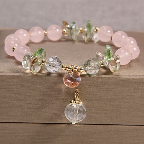 Cat's Eye Pink Crystal Peace Charm Bracelet Cat's Eye Pink Crystal Peace Charm Bracelet