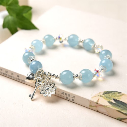 925 Silver Aquamarine Serenity Flower Bracelet 925 Silver Aquamarine Serenity Flower Bracelet