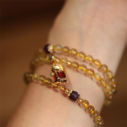 Citrine Amethyst PiXiu Prosperity Bracelet
