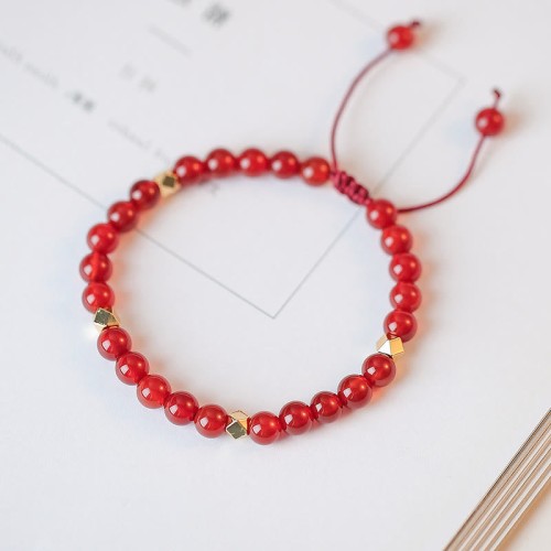 Natural Red Agate Endless Knot Confidence Bracelet