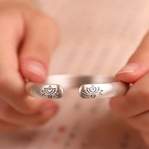 Lotus Heart Sutra White Copper Luck Bracelet Lotus Heart Sutra White Copper Luck Bracelet