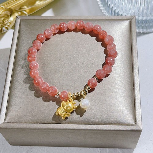 Dragon Strawberry Quartz Pearl Protection Bracelet Dragon Strawberry Quartz Pearl Protection Bracelet