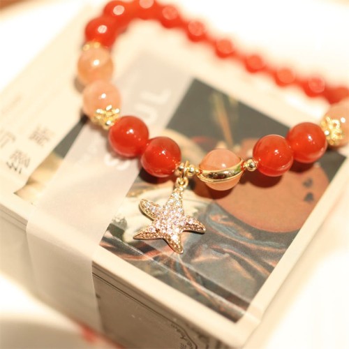Sunstone Peach Moonstone Red Agate Crystal Star Bracelet Sunstone Peach Moonstone Red Agate Crystal Star Bracelet