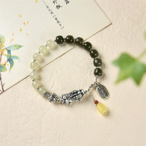 Hetian Jade Amber PiXiu Luck Bracelet